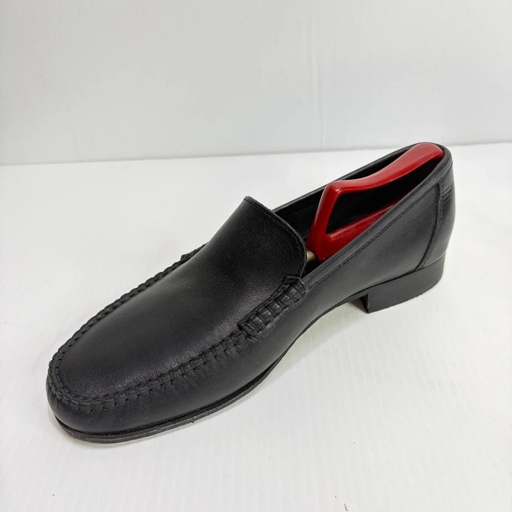 Cappelletti Mens Black Leather Whipstitch Loafers Slip On Shoes 43 US 10 Italy‎